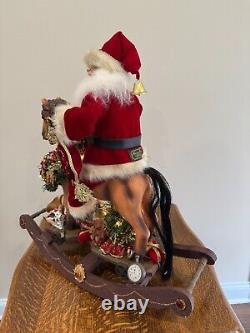 RARE Karen Didion Collection Lighted Rocking Horse Santa Christmas