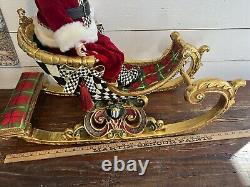 RARE Mackenzie Childs Santa Claus Sleigh And Posable Santa Huge And Stunning