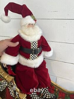 RARE Mackenzie Childs Santa Claus Sleigh And Posable Santa Huge And Stunning