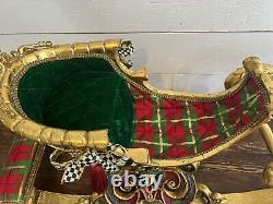 RARE Mackenzie Childs Santa Claus Sleigh And Posable Santa Huge And Stunning