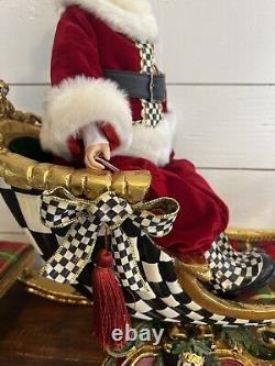 RARE Mackenzie Childs Santa Claus Sleigh And Posable Santa Huge And Stunning