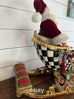 RARE Mackenzie Childs Santa Claus Sleigh And Posable Santa Huge And Stunning