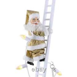 RARE SOLD OUT MR CHRISTMAS 90th ANNIVERSARY ANIMATED GOLD CLIMBING SANTA CLAUS