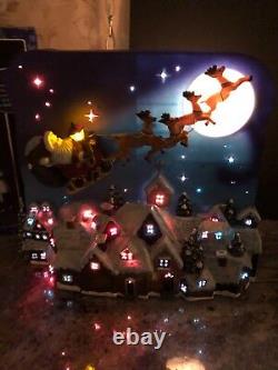 RARE Telco Motionettes Animated Santa SLEIGH LIGHT FIBER OPTIC Christmas Village