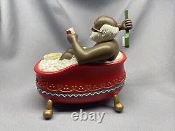 RARE VTG Musical Black African American Santa in Bathtub Plays Music Christmas