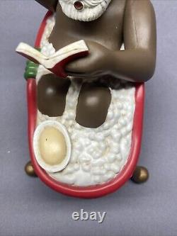 RARE VTG Musical Black African American Santa in Bathtub Plays Music Christmas