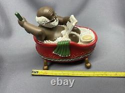 RARE VTG Musical Black African American Santa in Bathtub Plays Music Christmas