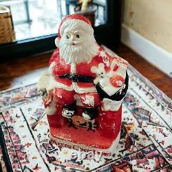 RARE Vintage Blow Mold Santa Sitting on Mantel Dapol Industries 17