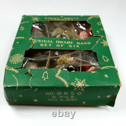 RARE Vintage CHRISTMAS 50's Japan SHINY BRITE MUSICAL DWARF BAND SET OF 6 #8650