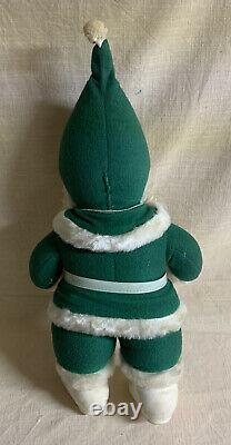RARE Vintage GREEN Rushton 16 Santa Claus Rubber Face And Boots Holliday Doll