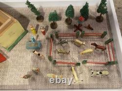 RARE Vintage German Erzgebirge Wooden Miniature Barn Includes 27 Pieces! WOW