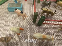 RARE Vintage German Erzgebirge Wooden Miniature Barn Includes 27 Pieces! WOW