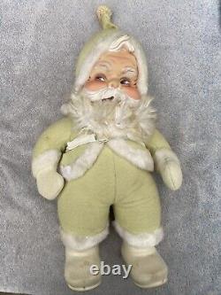 RARE! Vintage Santa Claus Rushton Co Christmas Rubber Face MINT GREEN 18