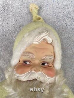 RARE! Vintage Santa Claus Rushton Co Christmas Rubber Face MINT GREEN 18