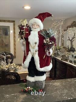 RAREVictorian Santa Claus Large 32 Velvet figure statue door greeter decor