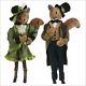 Raz Imports 20 Posable Squirrels Couple Set/2 Green Brown Black New