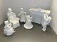 Retired Dept 56 Winter Silhouette Decorating The Mantle White Porcelain Set Of 6