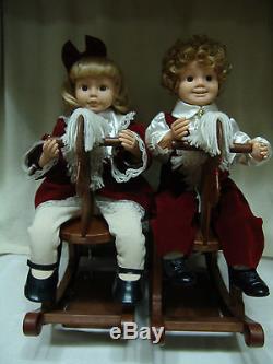 Retro Christmas Animated Collection Boy & Girl On Rocking Horses Free Shipping