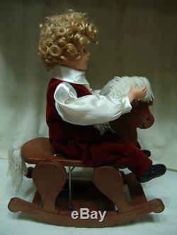 Retro Christmas Animated Collection Boy & Girl On Rocking Horses Free Shipping