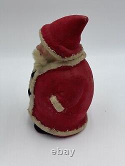 Rare 1940's Antique German Santa Paper Papier Mache Flocked Rare Form