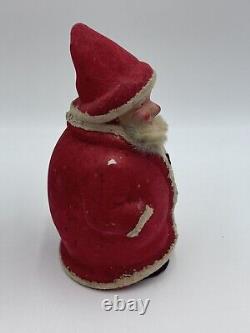 Rare 1940's Antique German Santa Paper Papier Mache Flocked Rare Form