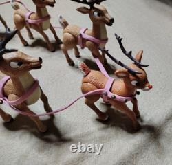 Rare 2002 Memory Lane Rudolph Red Nosed Reindeer Santa's Sleigh Reindeer Team