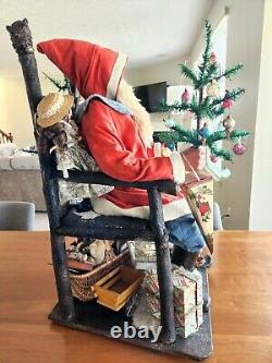 Rare 34 Antique German Nodding Seated Santa Claus Clockwork Store Display 1890