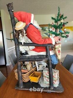 Rare 34 Antique German Nodding Seated Santa Claus Clockwork Store Display 1890