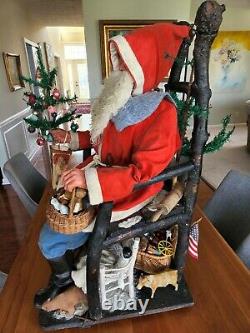 Rare 34 Antique German Nodding Seated Santa Claus Clockwork Store Display 1890