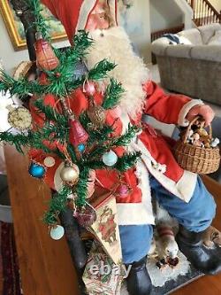 Rare 34 Antique German Nodding Seated Santa Claus Clockwork Store Display 1890