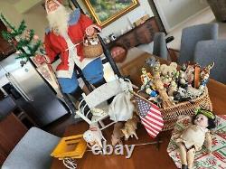 Rare 34 Antique German Nodding Seated Santa Claus Clockwork Store Display 1890