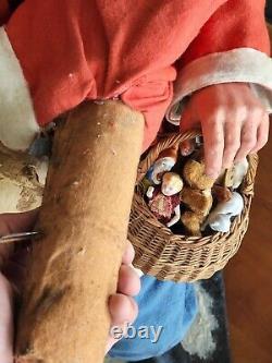 Rare 34 Antique German Nodding Seated Santa Claus Clockwork Store Display 1890