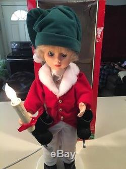 Rare Animated Motionette Boy With Ice Skates Lighted Candle. 1992