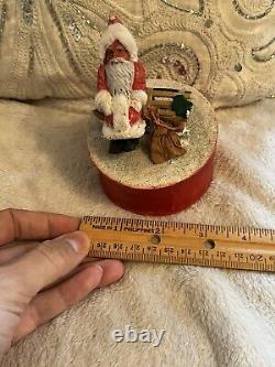 Rare Antique German Christmas Santa Claus Candy Box Container Mica Snow