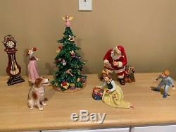 Rare Find! OWell China Collectible Christmas Santa Scene. 7 figurines. Mint