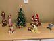 Rare Find! Owell China Collectible Christmas Santa Scene. 7 Figurines. Mint