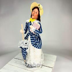 Rare Htf 2012 Byers Choice Popcorn Family Woman With Parasol And Popcorn Mint