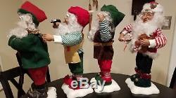 Rare Lot of 4 22 Animated Christmas Elves Elf Telco Santa's Helpers