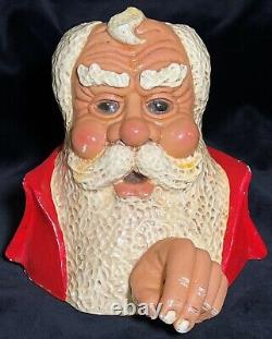 Rare Matchless Christoble Christmas Santa Claus Votive Holder w Glass Eyes Huge