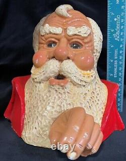 Rare Matchless Christoble Christmas Santa Claus Votive Holder w Glass Eyes Huge