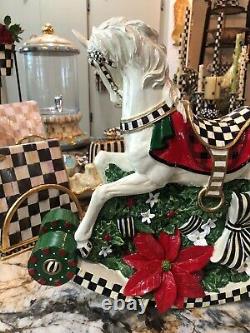 Rare Nib Mackenzie-childs Large Rocking Horse Courtly Check Christmas Figurine