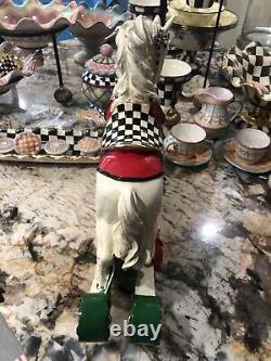 Rare Nib Mackenzie-childs Large Rocking Horse Courtly Check Christmas Figurine