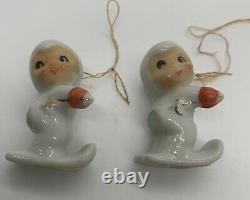 Rare Set Of 9 Vintage Holt Howard Snowbabies Pixie Elves Ornaments EUC Mini 1.5