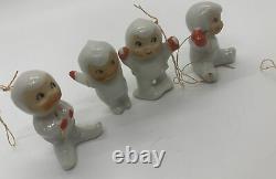 Rare Set Of 9 Vintage Holt Howard Snowbabies Pixie Elves Ornaments EUC Mini 1.5