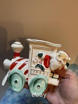 Rare! Vintage Christmas Santa & Mrs Claus Train Figurines Orion Japan 1959