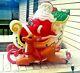 Rare Vintage Grand Venture Santa Sleigh Reindeer Blow Mold Yard Lightup Christma