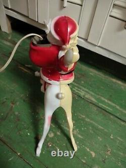 Rare Vintage Hard Plastic Santa Riding a Reindeer Light / Christmas Season