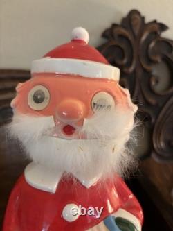 Rare Vintage Midcentury Bobble Head Santa Claus? Decanter With Googly Eyes