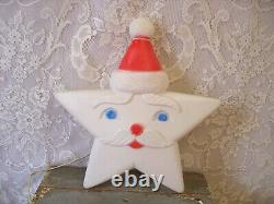 Rare Vintage Union Products Star Santa Face Light Up Blow Mold Works