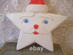 Rare Vintage Union Products Star Santa Face Light Up Blow Mold Works